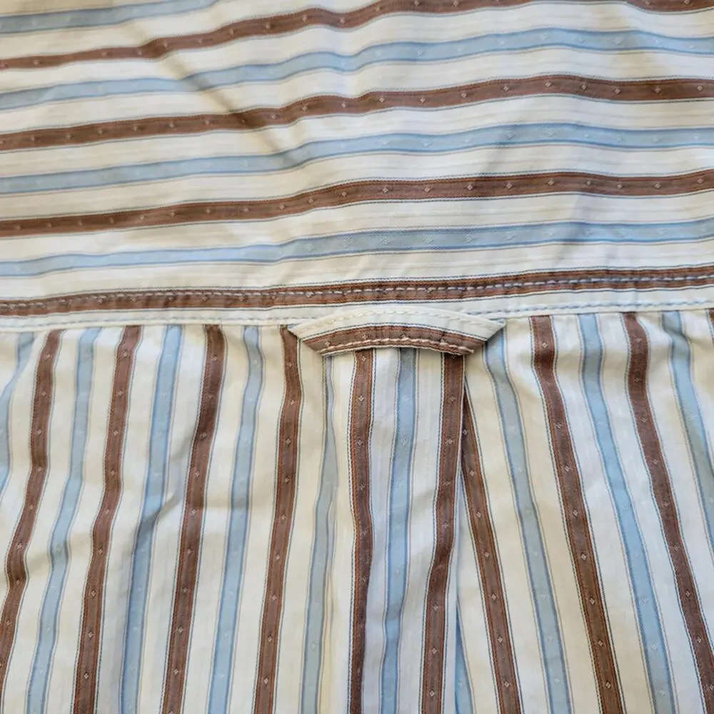 TOMMY BAHAMA Shirt Mens Large Jeans Island Modern Fit Blue Brown Striped Cotton - Picture 11 of 15